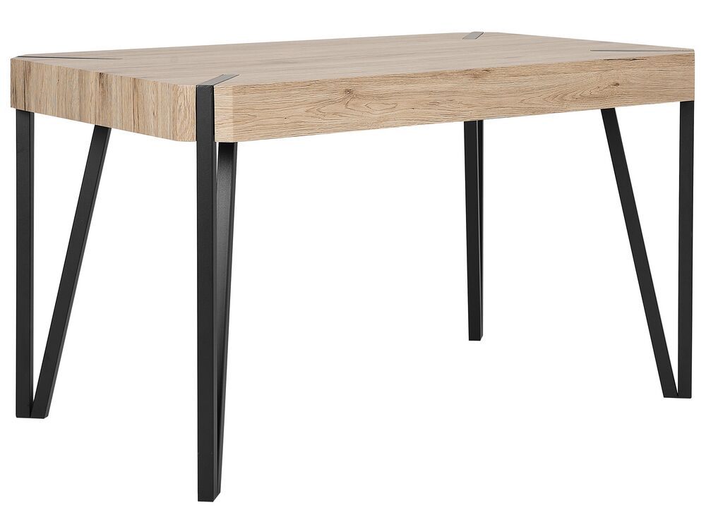 Beliani Jedálenský stôl 130 x 80 cm svetlé drevo/čierna CAMBELL